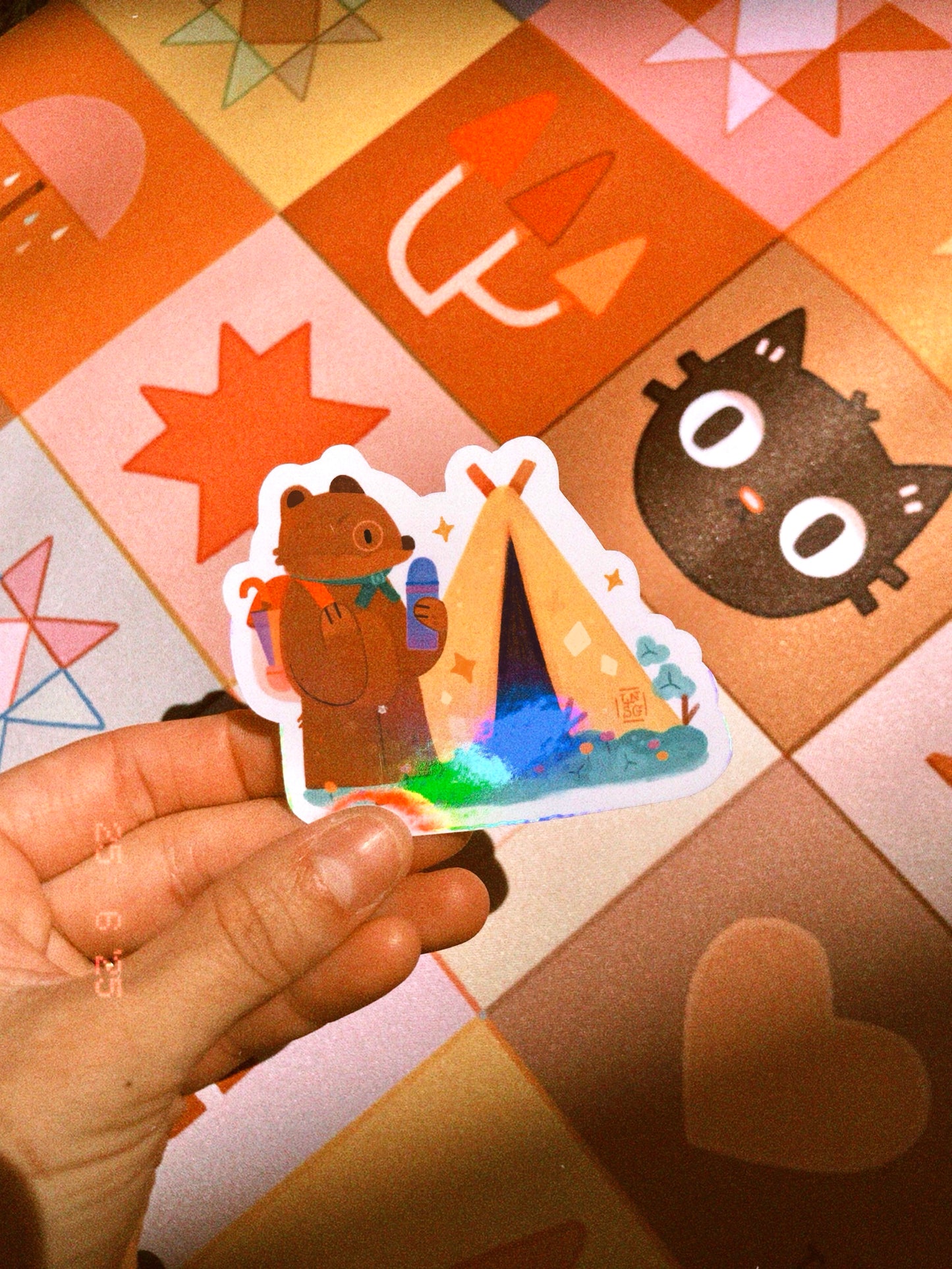 Sticker holographique "Camping"