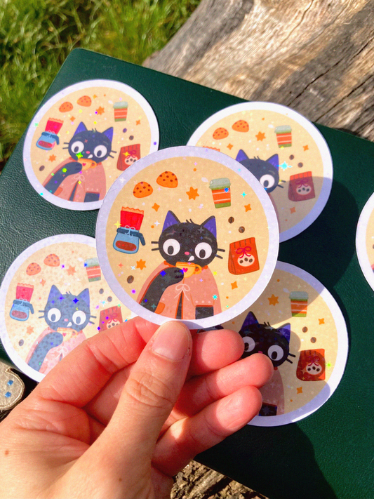 Sticker holographique "Polly's coffee time"