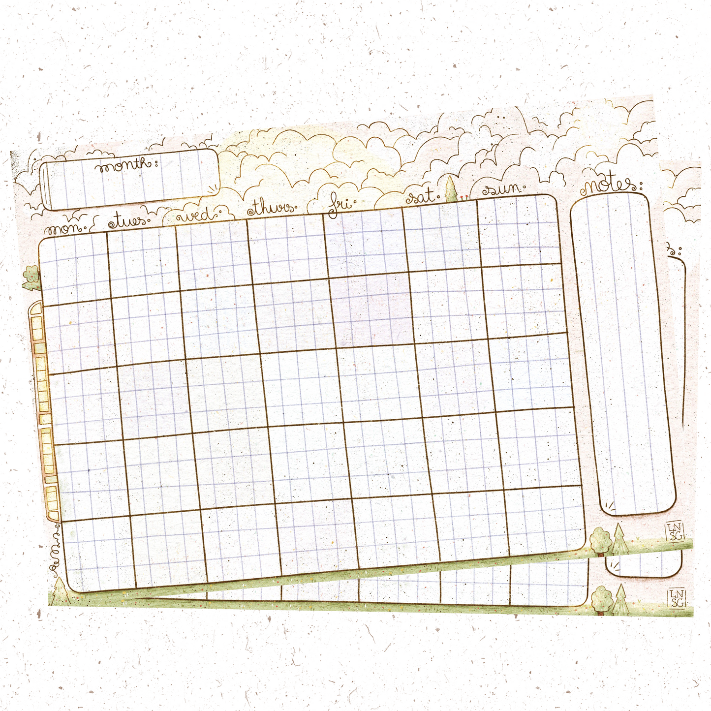 Planning mensuel "Le soleil et les nuages" à imprimer