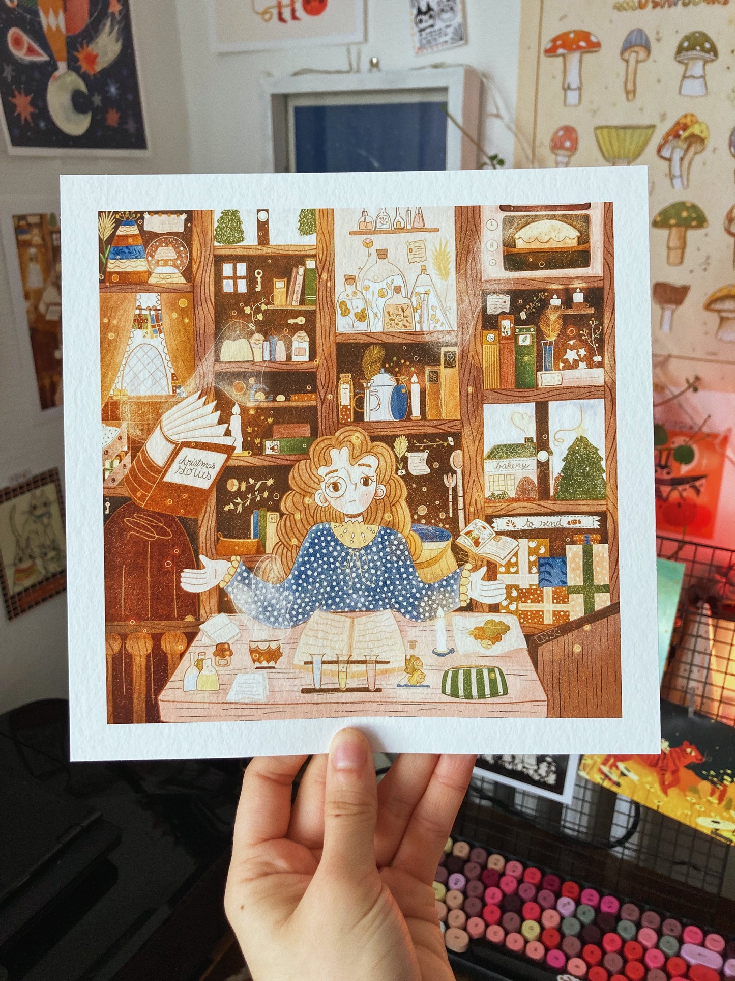 Illustration « La bibliothèque enchantée » (formats A5, A4, A3)