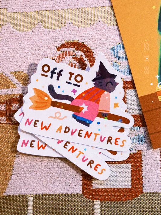 Sticker holographique "Off to new adventures"
