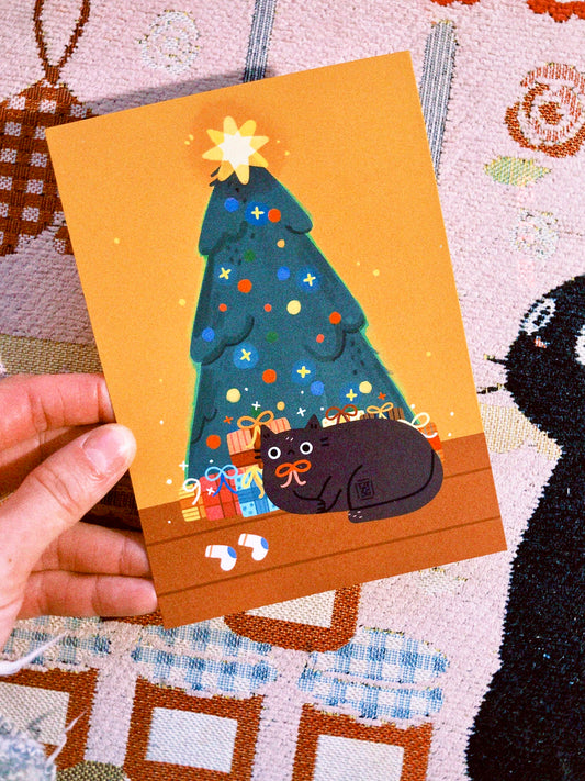 Carte de fêtes "Polly au pied du sapin" (A6)