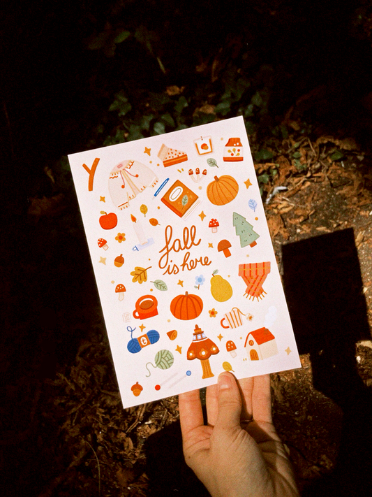 Illustration "Fall is here" (A6, A5, A4)