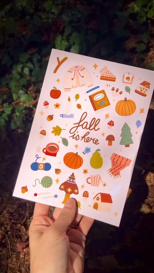 Illustration "Fall is here" (A6, A5, A4)