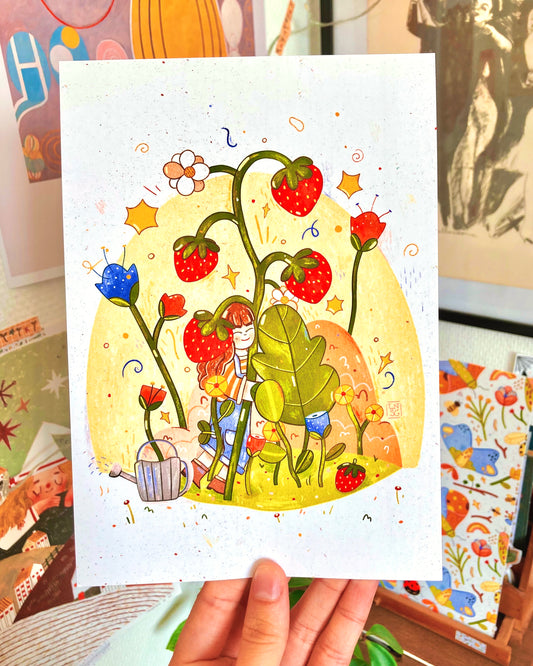 Illustration Le jardin aux fraises