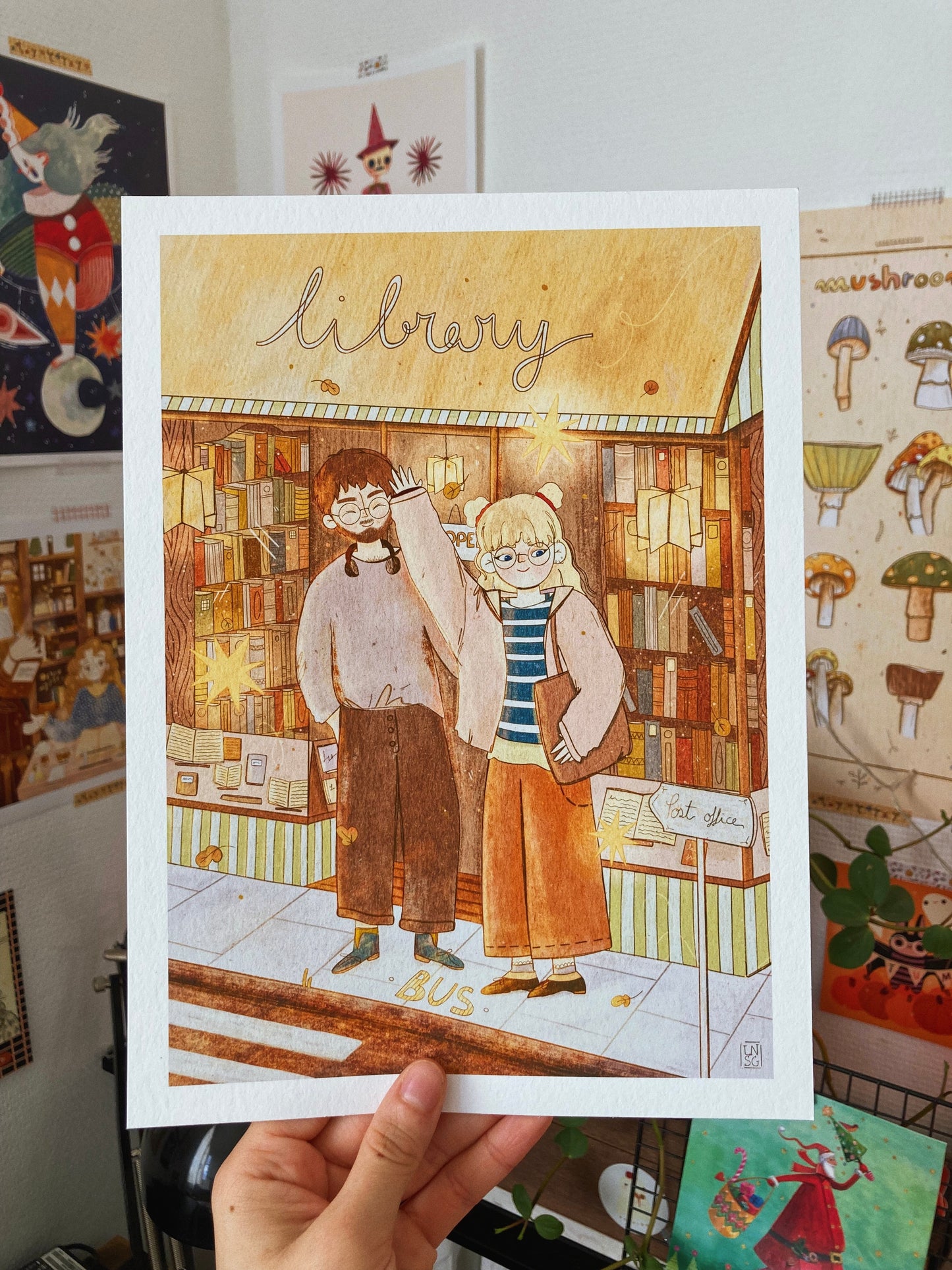 Illustration "Sortie de librairie "(A6 à A3)