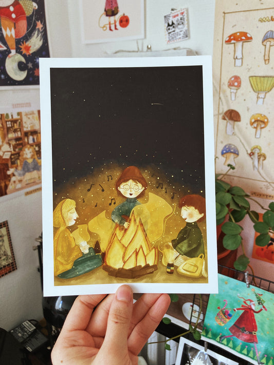 Illustration "Singing by the fire" (A5, A4)