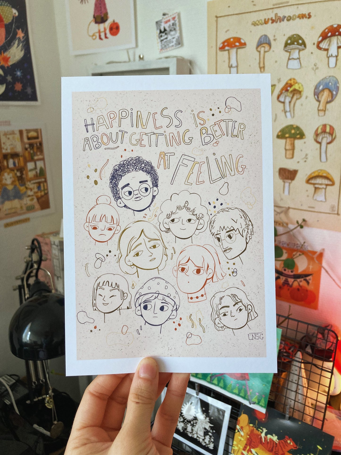 Illustration « Happiness is about getting better at feeling » (A5, A4, A3)